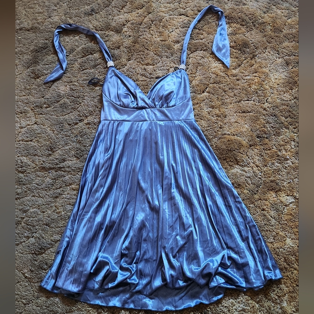 Ruby Rox Silver Halter Top Dress Sized Medium - Picture 3 of 5